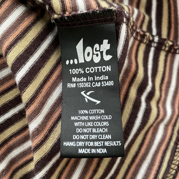 Lost Skate Surf Brown Stripes Short Sleeve Tee Shirt Men S Small - Picture 5 of 5